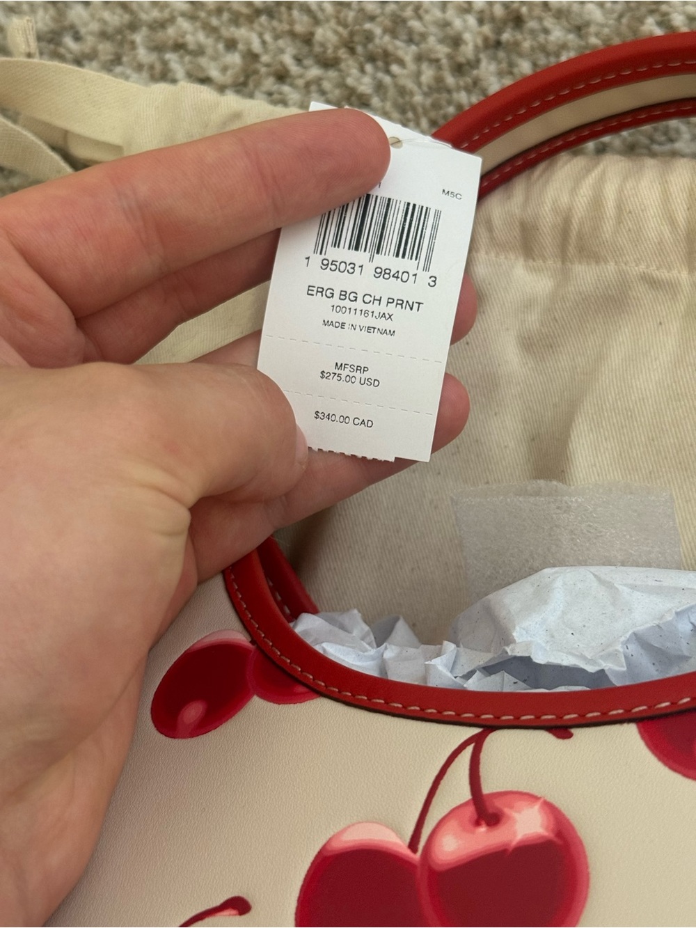 Coach Cream Shoulder Bag with Red Cherry Print - Picture 5 of 7
